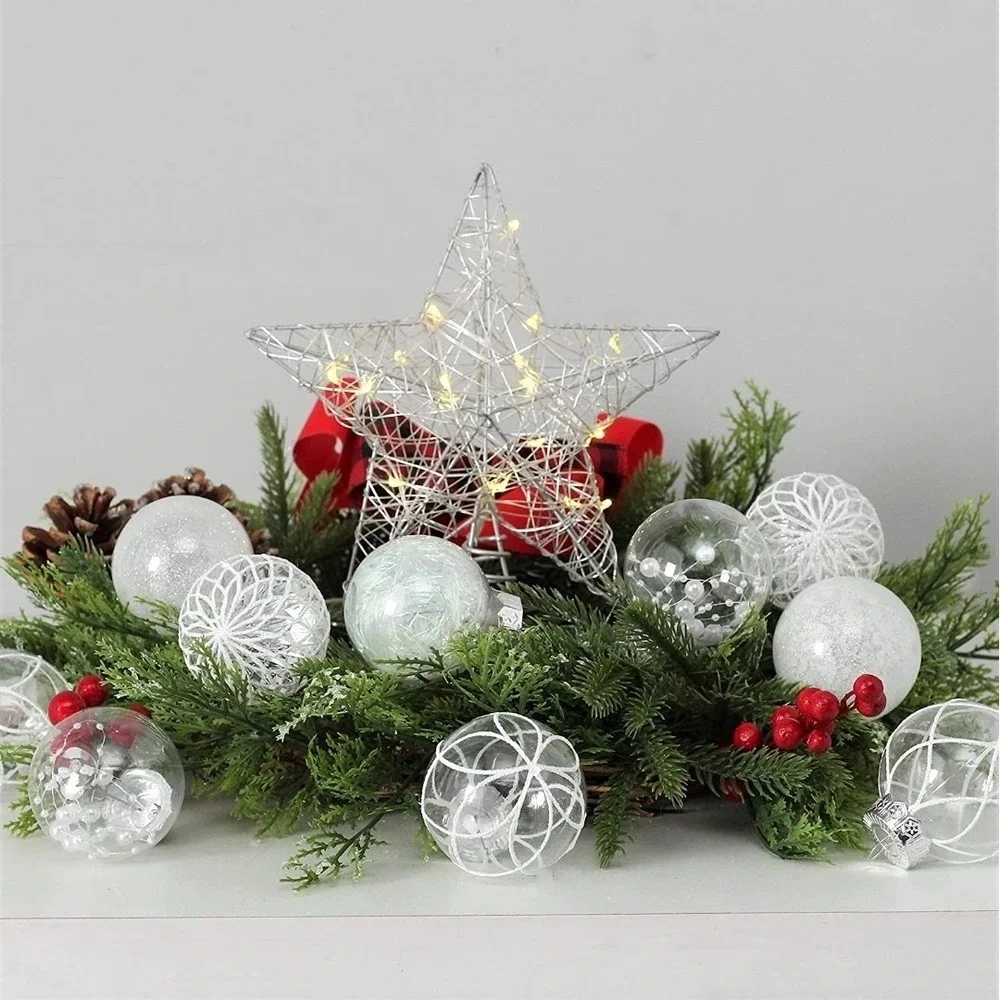Clear Plastic Christmas Ball Ornaments, 30Ct‎ 2.36 Inch Silver Balls for Tree
